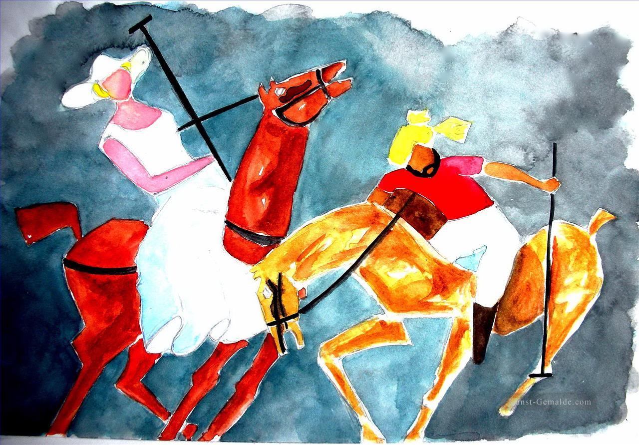 Inderin und Sardar Spielen Polo Impressionisten Ölgemälde